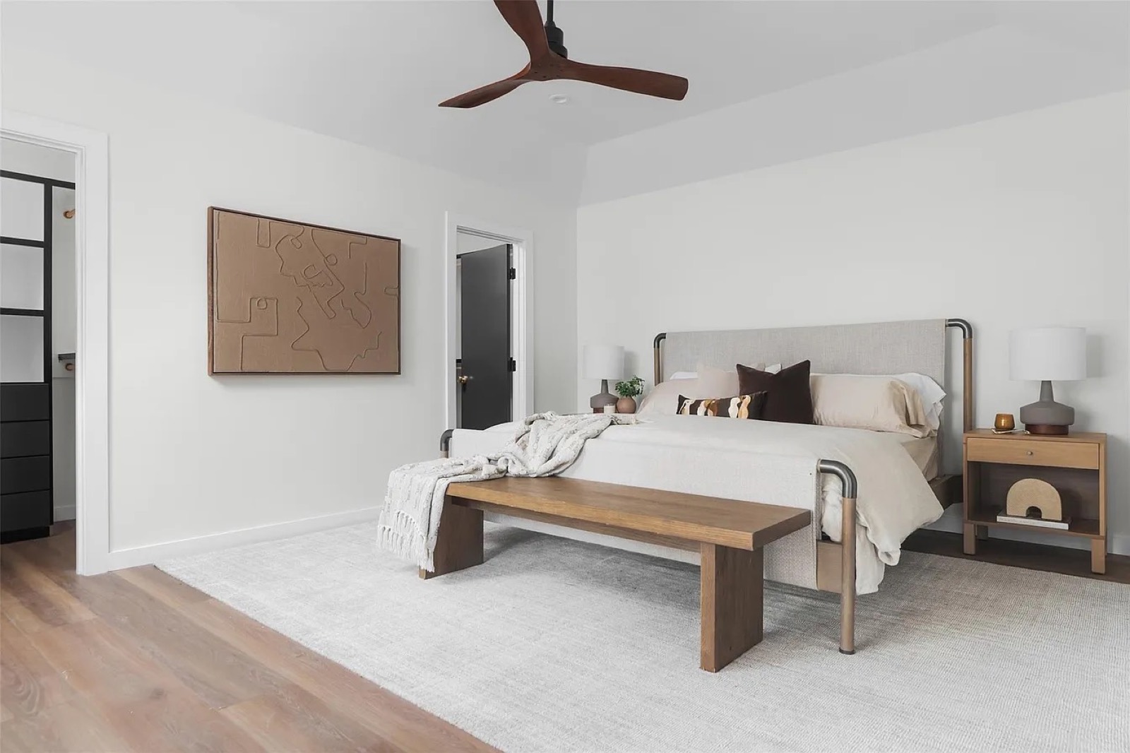 Staged primary bedroom
